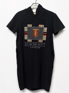 Rhinestone Logo Hoodie T-shirt Dress Black Athleisure Streetwear